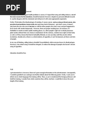 Arguments Against Tobacco Sales Ban