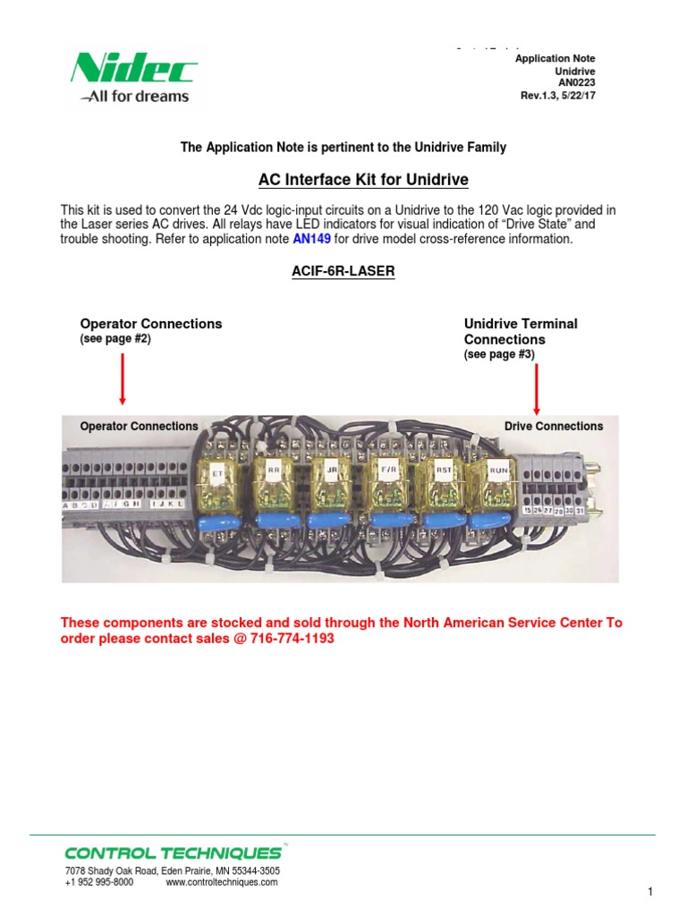 Unidrive AC Interface Kit Overview | PDF | Relay | Electrical Equipment