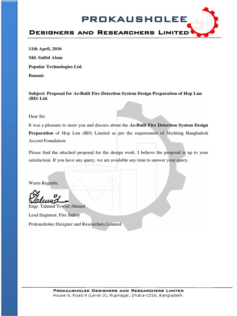 Fire Protection System Design Proposal | PDF | Economies | Business