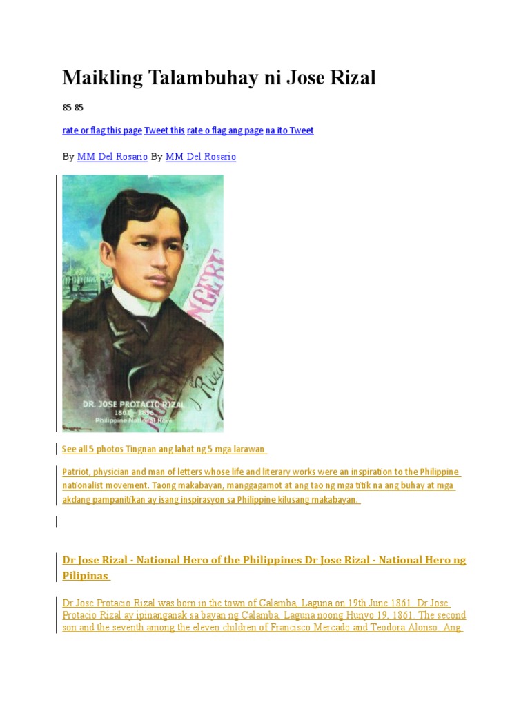 Maikling Talambuhay ni Jose Rizal | PDF | Philippines