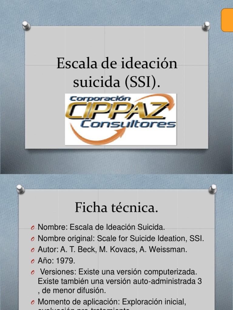 Escala de Ideación Suicida: Ficha Técnica | PDF | Suicidio | Alfa de ...