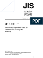 JIS Z 2801 2000 Antimicrobial Products-Test For Antimicrobial Activity and Efficacy Textile e Plastic Products