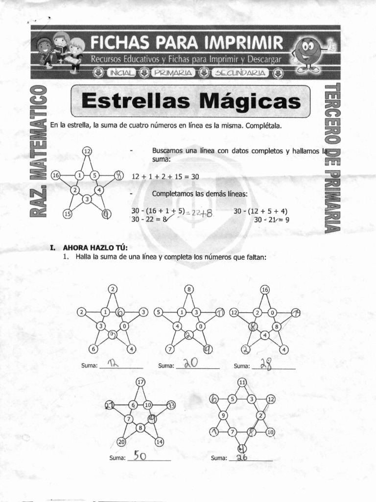 Actividad Estrellas Magicas Pdf Enseñanza De Matemática