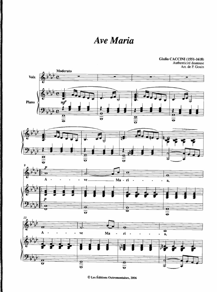 Partitura Ave María Caccini PDF