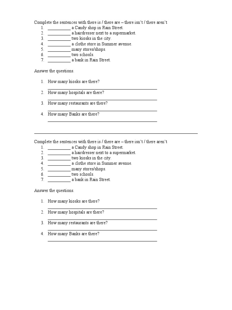 There is there are exercises pdf