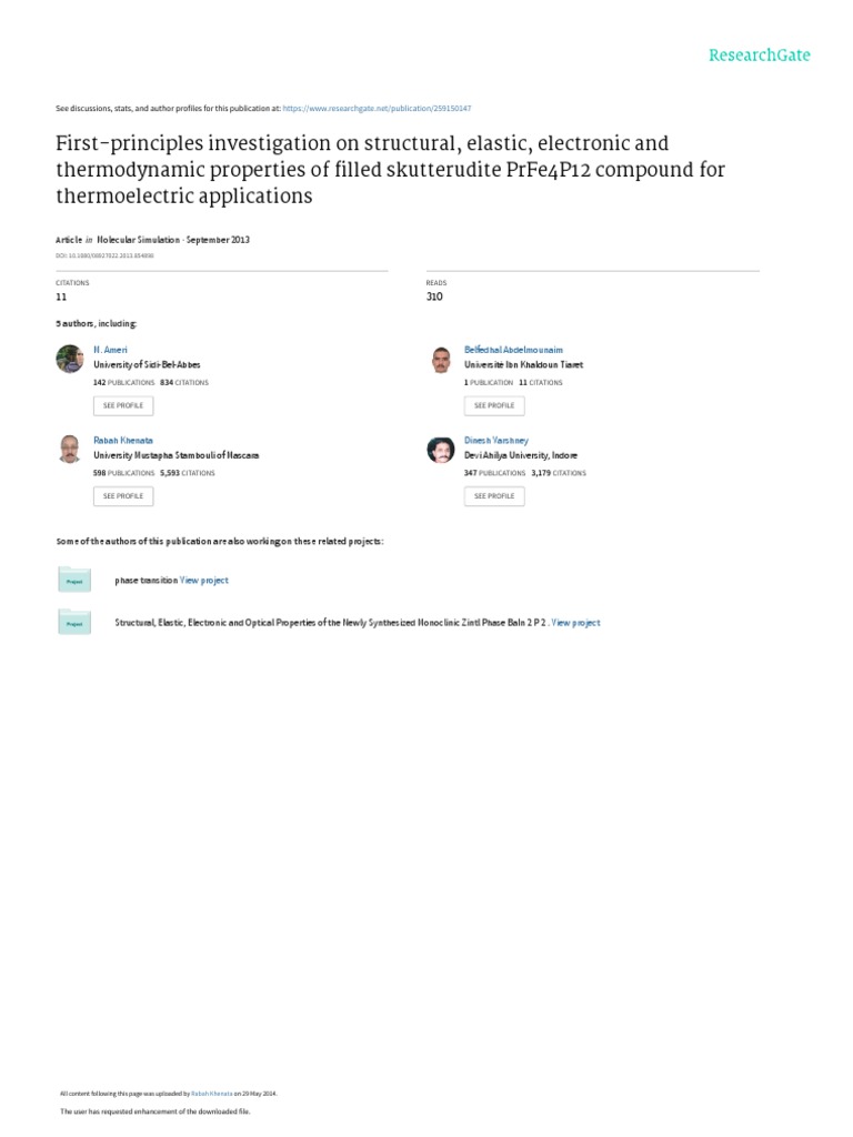 Electronic and Thermodynamic Properties of Filled Skutterudite PrFe4P12 ...