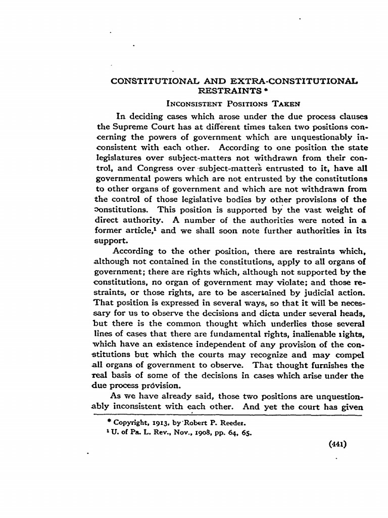 Constitutional and ExtraConstitutional Restraints PDF Fourteenth