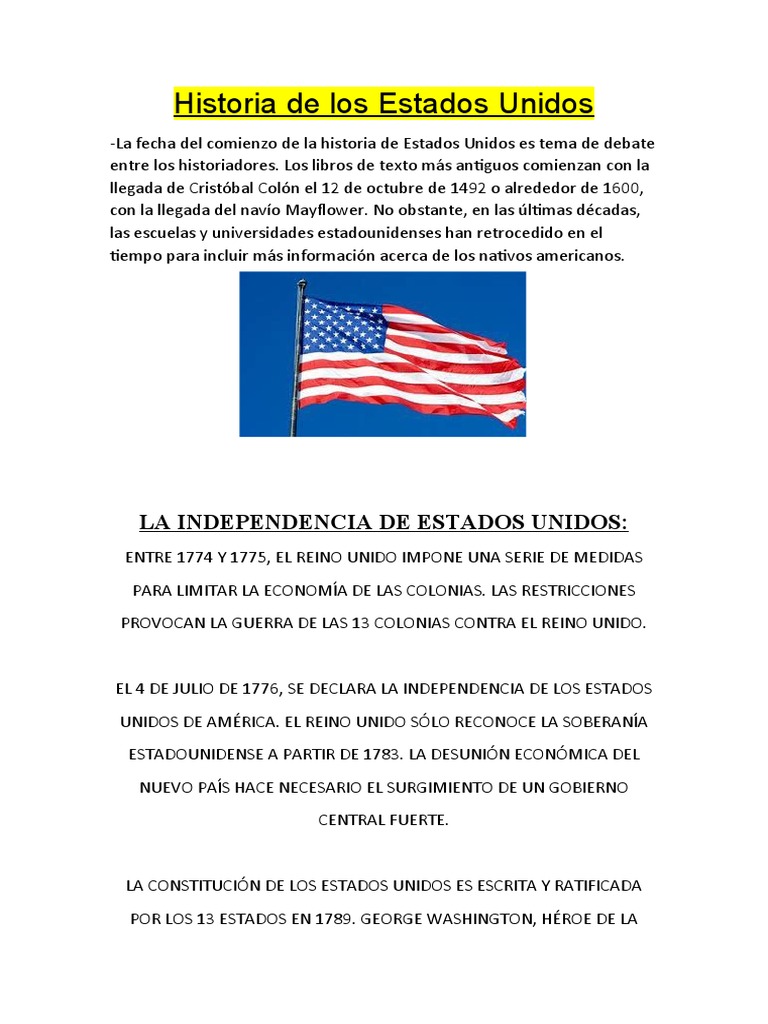 Historia de Los Estados Unidos | PDF