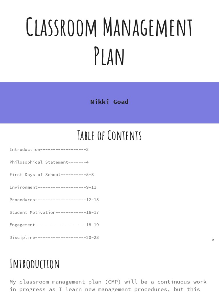 Third Grade Classroom Management Plan | PDF | Classroom Management ...