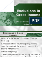 Exclusions in Gross Income: BAM 127: Income Taxation For BA Module #15