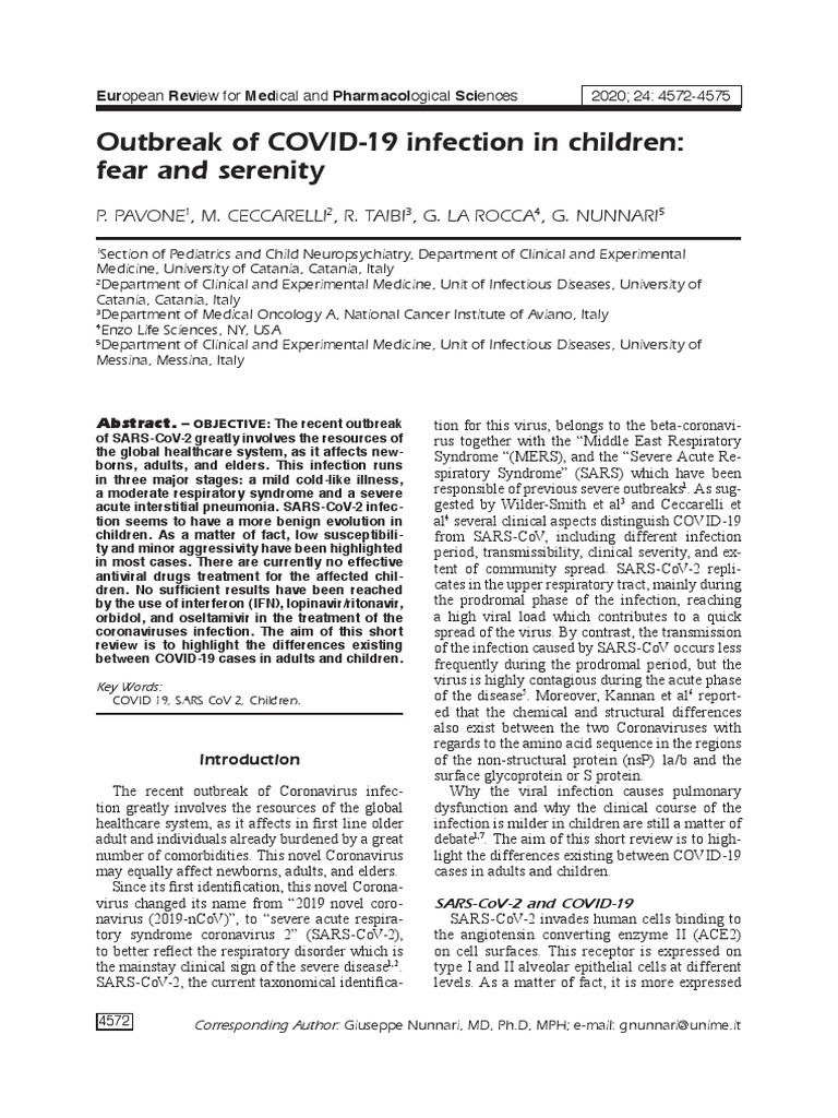 Outbreak Covid 19 in Children | PDF | Infection | Immunology