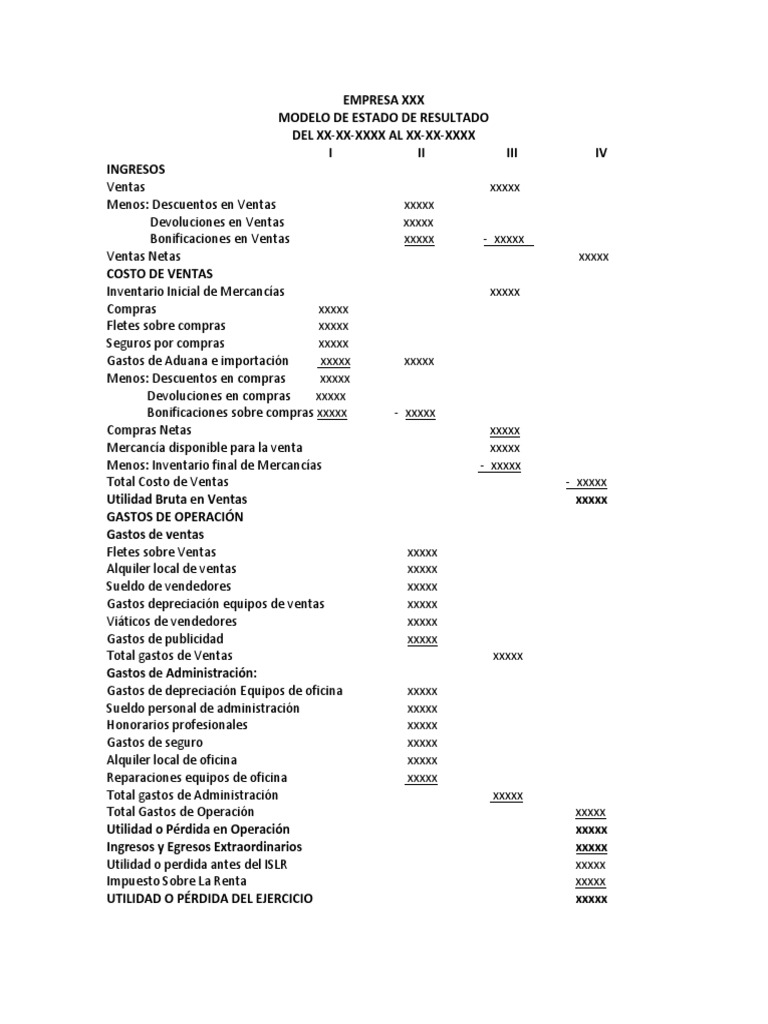 Formato De Estado De Resultados Formato3.20