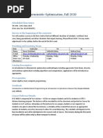 ISYE 6669 Deterministic Optimization, Fall 2020: Scheduled Class Times