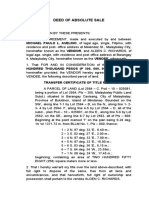 Deed of Absolute Sale: MICHAEL PAULO L. AVELINO, of Legal Age, Single, Filipino, With