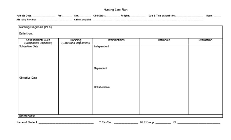 Nursing Care Plan Template PDF | PDF | Career & Growth