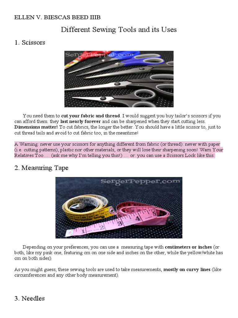 An InDepth Guide to Essential Sewing Tools and Their Uses PDF