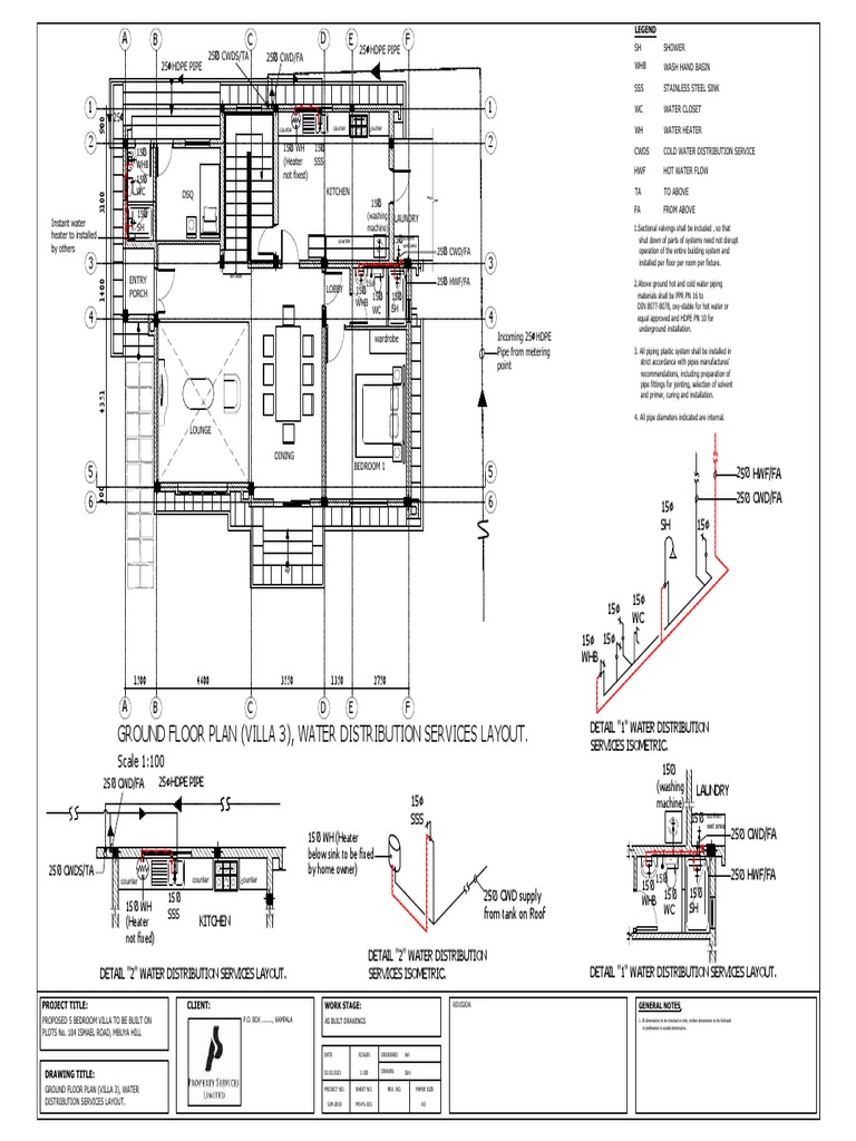 Ground Floor Water Distribution Plan | PDF | Water Heating | Pipe ...