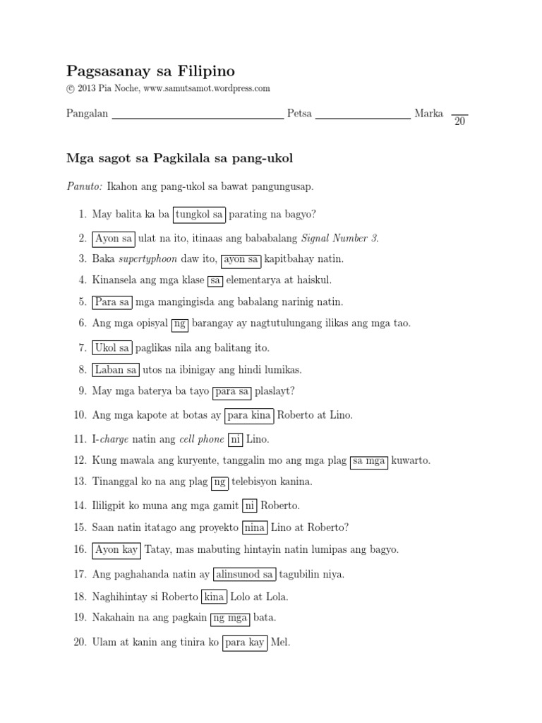 mga sagot sa pagkilala sa pang ukol 1 1 pdf