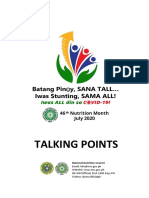 Batang Pinoy, SANA TALL... Iwas Stunting, SAMA ALL! Nutrition Month Talking Points