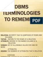 Dbms Terminologies To Remember