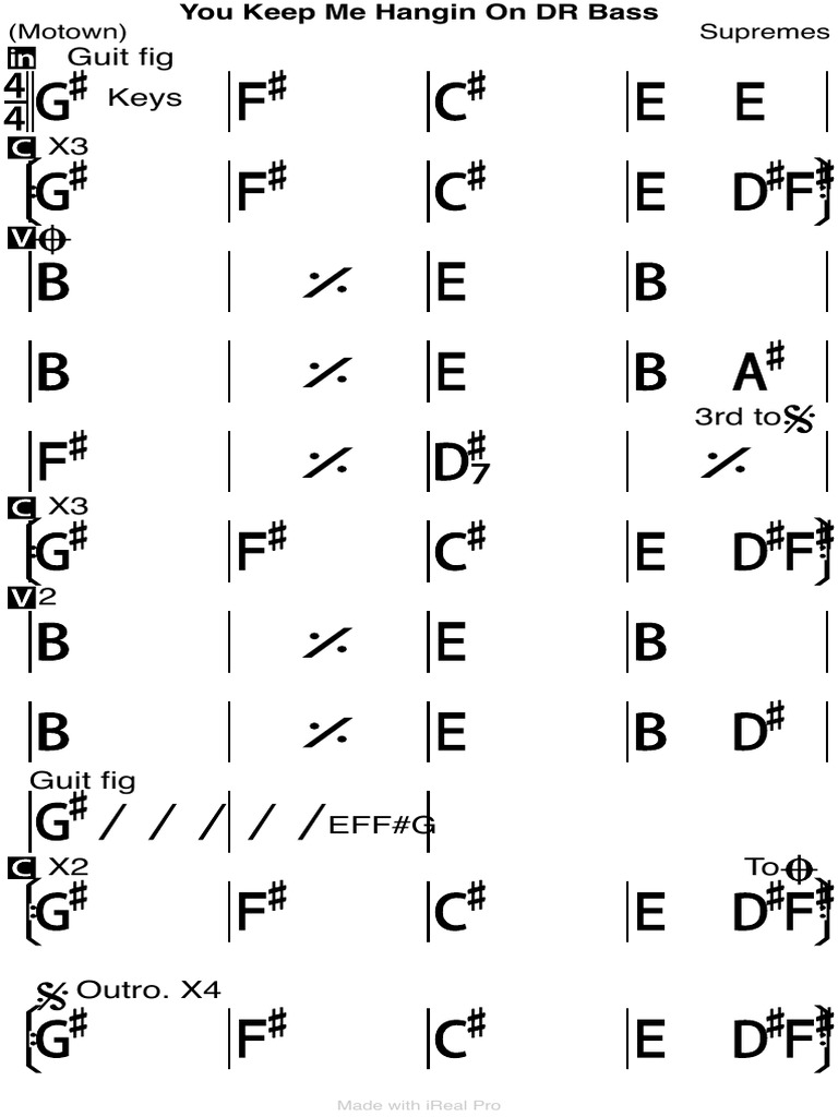 You Keep Me Hangin On DR Bass PDF