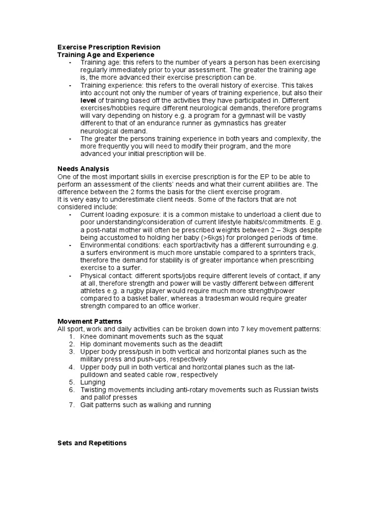 Exercise Prescription Guidelines Explained | PDF | Strength Training ...