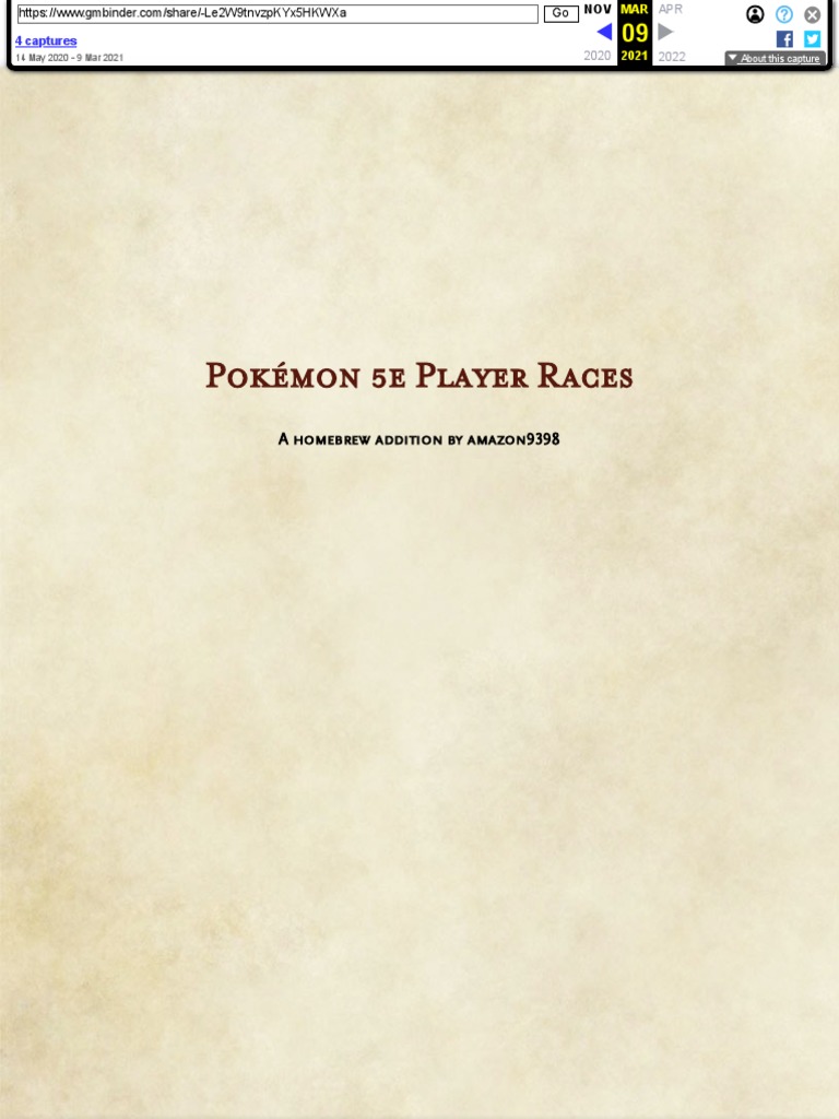 Pokemon 5e - Pokemon Races | PDF | Role Playing Games | Video Games