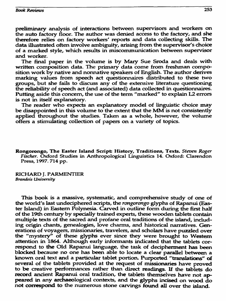 Rongorongo The Easter Island Script Hist | PDF | Linguistics | Human ...