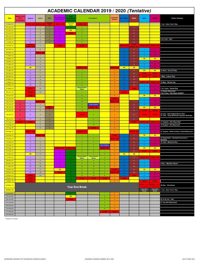 ACADEMIC CALENDAR 2019 / 2020 (Tentative) YearEnd Break PDF