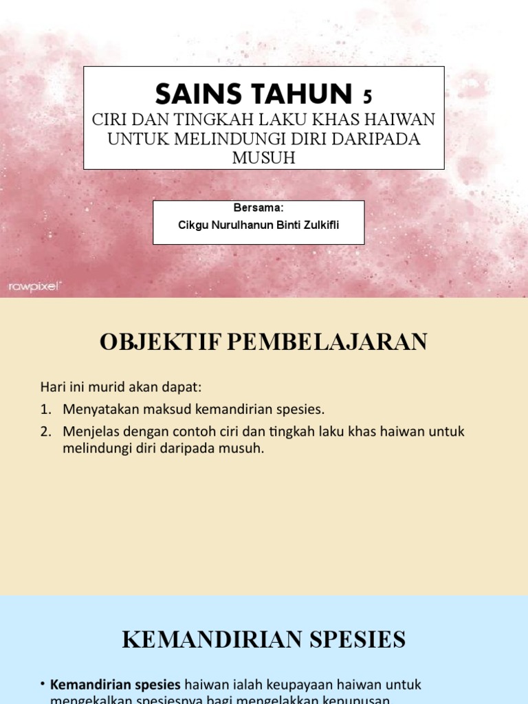 Ciri Dan Tingkah Laku Khas Haiwan Untuk Melindungi Diri Daripada Musuh Pdf