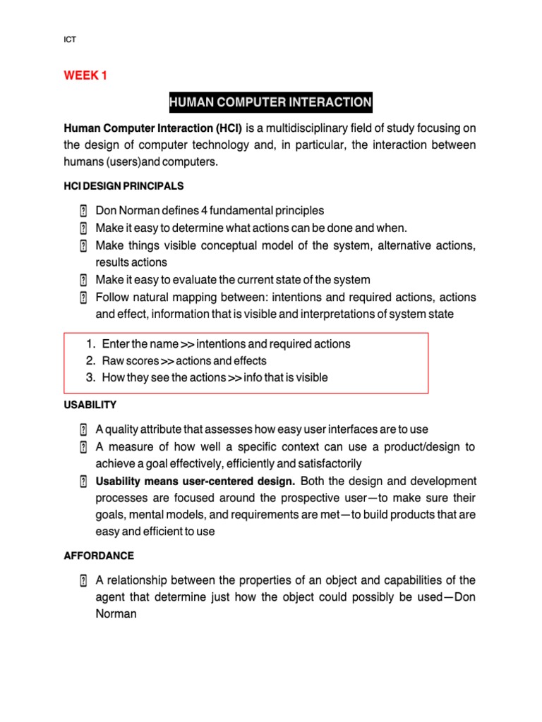 Human Computer Interaction: Week 1 | PDF | Human–Computer Interaction ...