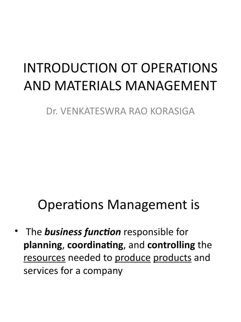 INTRODUCTION To OPERATIONS AND MATERIALS MANAGEMENT | PDF