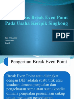 Analisis Break Even Point Pada Usaha Keripik Singkong