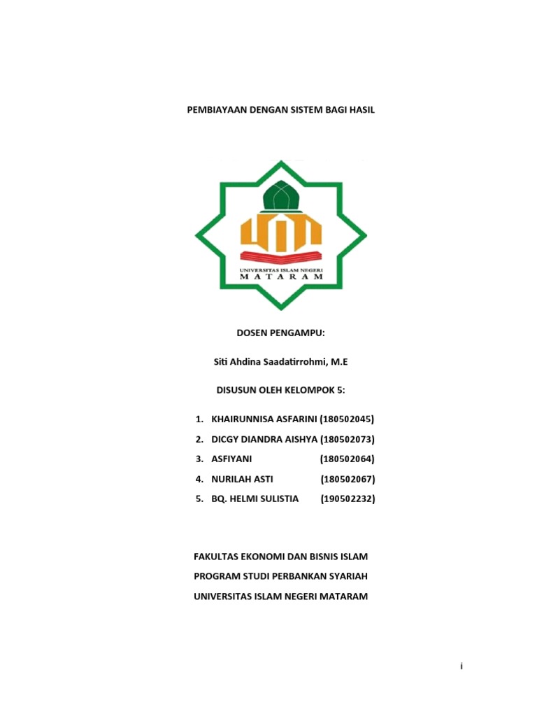 Pembiayaan Dengan Sistem Bagi Hasil | PDF | Bisnis