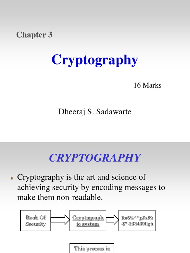 Chapter 3. Cryptography | PDF | Cryptography | Public Key Cryptography