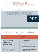 Memorandum: Inter Office Note/Office Memo/Inter-office Memo/Inter-office Correspondence