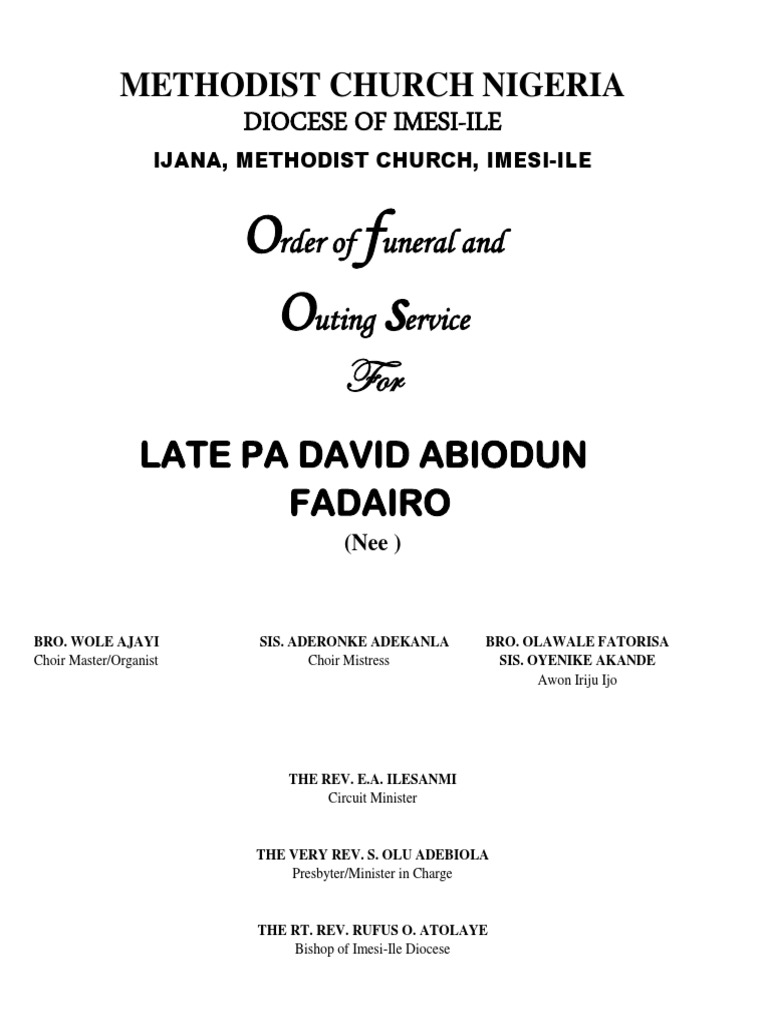 Order of Funeral Service Sample PDF Glory (Religion