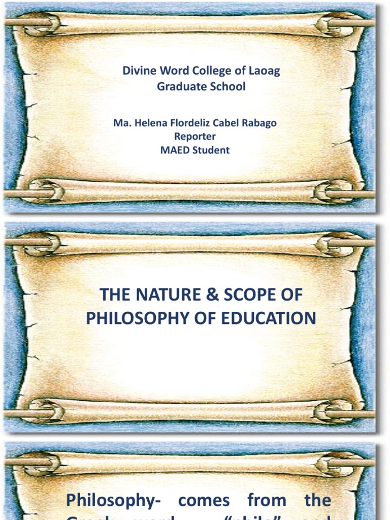 EDUCATIONAL PHILOSOPHY MEANING DEFINITION NATURE SIGNIFICANCE AND SCOPE visual data 2