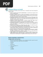Common Errors To Avoid: Review Questions and Exercises