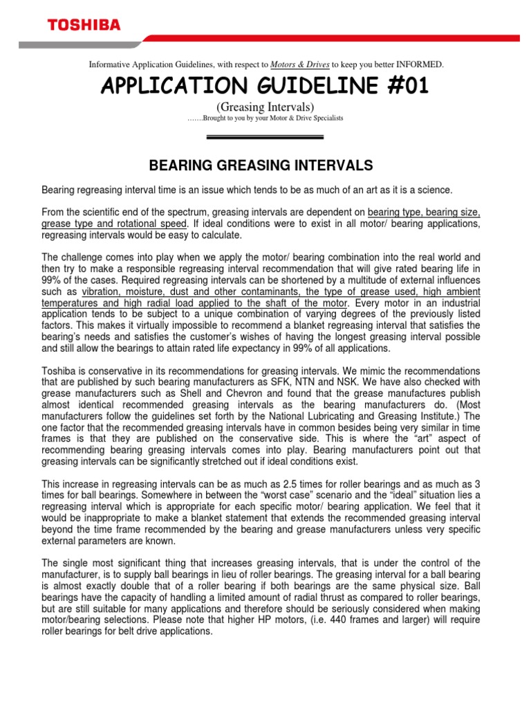 Bearing Greasing Intervals Guide | PDF | Bearing (Mechanical) | Applied ...