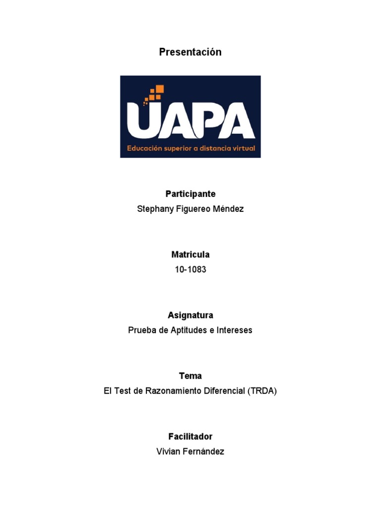 Informe sobre el Test TRDA | PDF | Sicología | Evaluación
