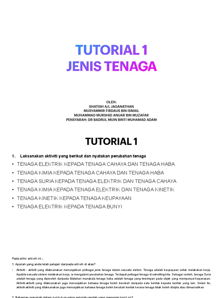 Tutorial 1 Jenis Tenaga Pdf