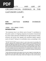 Admissibility and Use of Circumstancial Evidence in The Customary Court