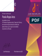 Certificado de Paola Rojas Aros