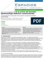 La Investigación en La Praxis Del Docente: Epistemología Didáctica Constructivista