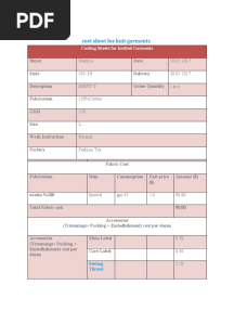 Costing Sheet For Knit Garments
