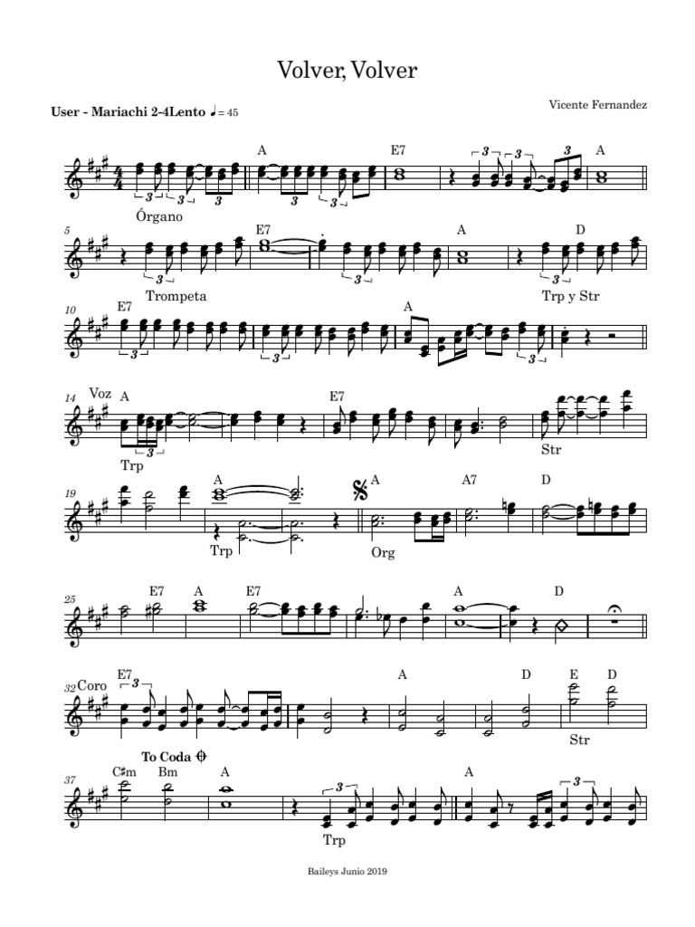 Volver, Volver Sheet Music | PDF