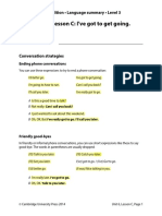 Unit 6 - Lesson C: I've Got To Get Going.: Touchstone 2nd Edition - Language Summary - Level 3