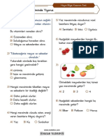 Hayat Bilgisi Mevsiminde Yiyoruz Kazanım Testi