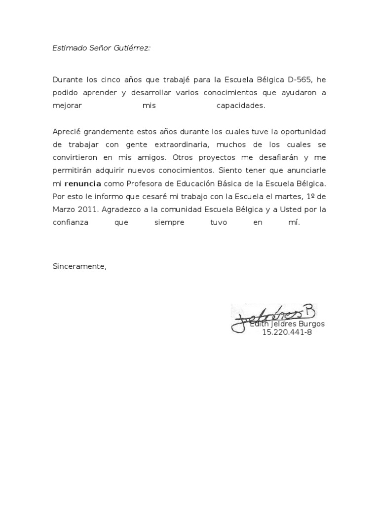 Carta de Renuncia